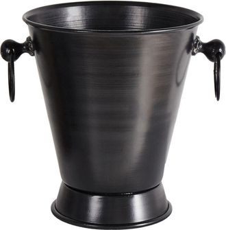 Beliani Cubitera De Metal Plateada Con Asas Moderna Glamour Accesorio Para El Hogar Birma