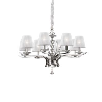 Ideal Lux Ideal Lux - Pegaso - Ara&ntilde;a De Luces De Cristal Con M&uacute;ltiples Brazos, Cromo, Acabado Blanco, E14
