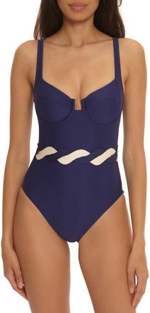 Trina Turk Sailing Wave Underwire One-Piece Swimsuit in Navy at Nordstrom, Size 12