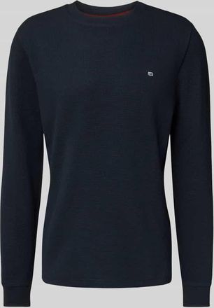 Christian Berg Longsleeve mit Strukturmuster und Rundhalsausschnitt in Marine, Größe 3XL