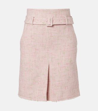 Shushu/Tong Belted cotton-blend tweed pencil skirt