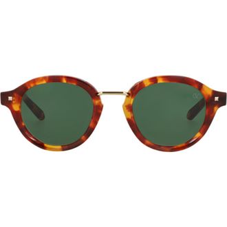 Valentino 46mm Round Sunglasses in Tortoise Tortoise Green at Nordstrom Rack