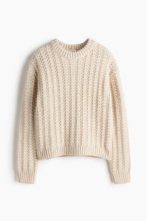 H&M Pullover mit Zopfmuster - White