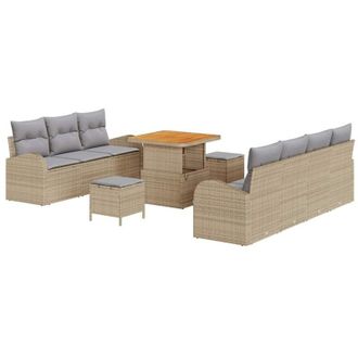 vidaXL Vidaxl - Conjunto De Sof&aacute; De Jard&iacute;n Con Coj&iacute;n 10 Pcs Beige, Gris Claro