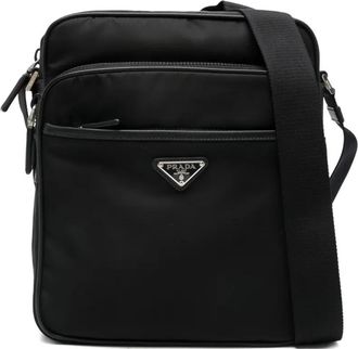 Prada triangle-logo messenger bag - men - Nylon/Calf Leather - OS - Black
