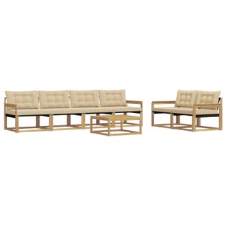 vidaXL Conjunto De Sof&aacute;s De Exterior 7 Pcs Y Beige 79 X 79 X 37 Cm Vidaxl