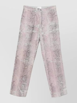 Haikure wide leg snake print denim trousers