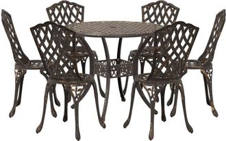 vidaXL Garden Dining Set 7 pcs Bronze 90 x 90 x 75 cm Cast Aluminium vidaXL