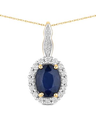 Diana M. Jewels 14K 1.79 Ct. Tw. Diamond & Blue Sapphire Pendant