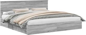 vidaXL Storage Bed Grey Sonoma 200 x 200 cm Engineered Wood vidaXL