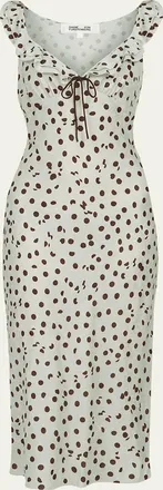 Diane Von F&uuml;rstenberg Christina Ruffle-Trim Polka Dot Midi Dress