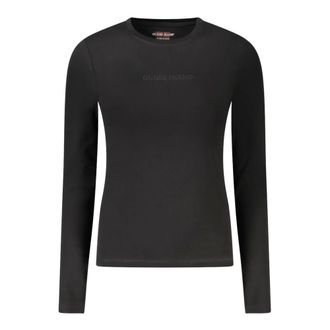 Guess Long Sleeve Tops, female, Black, Size: 2XL Slim Embroidered Long-Sleeve Tee