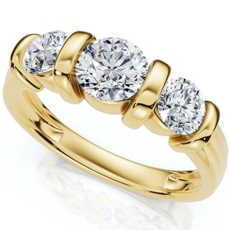 Pompeii3 1ct 3-Stone Bar Set Engagement Ring 10K Lab Grown