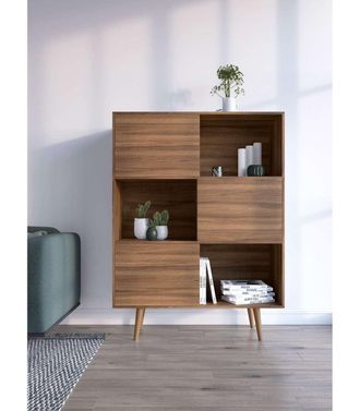 HERDASA Aparador 3 Puertas Modelo-881 Acabado Nogal, 131cm(alto) 101cm(ancho) 30cm(fondo)