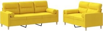 vidaXL Juego De Sof&aacute;s Con Cojines 2 Piezas Tela Amarillo Claro Vidaxl