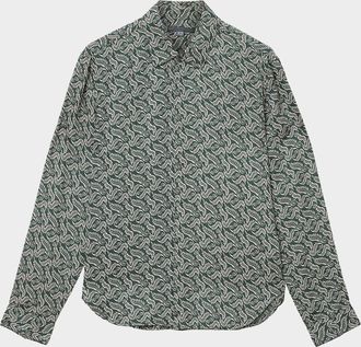 John Varvatos Mens Rodney Swirl Foliage Sport Shirt