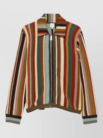 Paul Smith striped merino wool zip cardigan