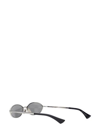 Saint Laurent A003DF Elongated Round Acetate Sunglasses - Silver
