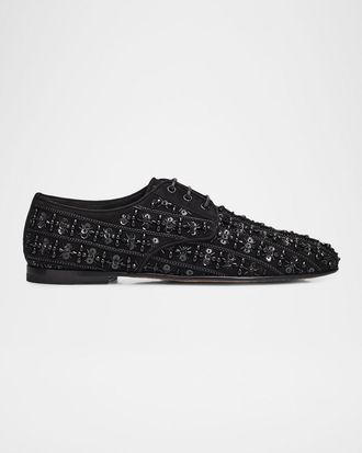 Dolce & Gabbana Men & apos;s Embellished Suede Derby Shoes