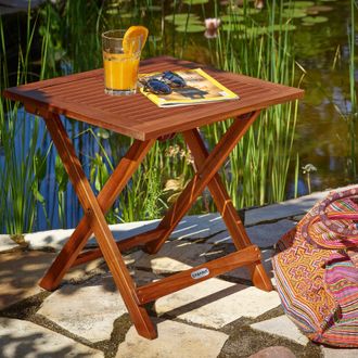Deuba Casaria Tavolo Piccolo Da Giardino Pieghevole In Legno Di Acacia Oliato 70x70x73cm Tavolo In Legno Tavoli Piccoli Da Caff&egrave;