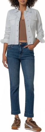 Kut from the Kloth Womens Kara Cropped Denim Jacket In Optic White