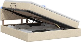 vidaXL Letto Con Contenitore Led E Materasso Crema 180 X 200 Cm Vidaxl