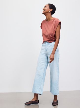 BOSS Womens Marlene cropped jean Fit: Wide leg, high rise