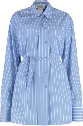 Sportmax Firma Gestreept Jurk - Dames - Blouses & Shirts - Blauw - Maat: XS Katoen