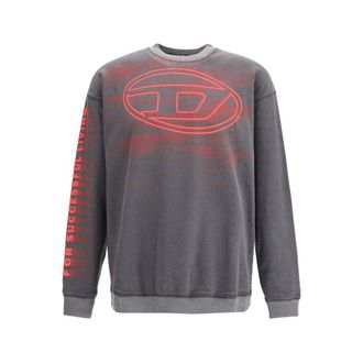 Diesel Sweatshirts, male, Gray, XL, Cotton Logo Sweatshirt