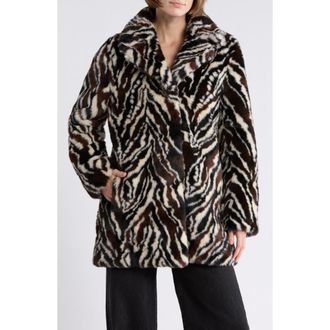 Love Token Cathy Faux Fur Coat in Zebra at Nordstrom Rack, Size X-Small