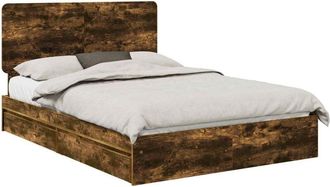 vidaXL Storage Bed with Drawer Smoked Oak 140 x 200 cm Engineered Wood vidaXL