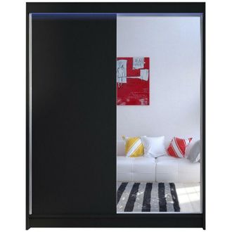 Mirjan24 Armario Closico 140, Negro, 200x150x58cm, Puertas De Armario: Correderas, N&uacute;mero De Estantes: 5, Led