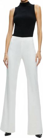 Alice & Olivia Lara Mid Rise Side Stripe Slit Pant In Ecru