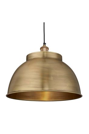 Industville Brooklyn Dome Pendant, 17 Inch, Brass, Brass Holder