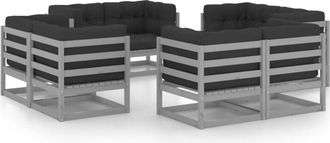 vidaXL Juego De Muebles De Jard&iacute;n 8 Pzas Y Cojines Madera Pino Maciza Vidaxl