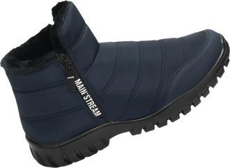 Generic Mens Winter Snow Boots - Waterproof Anti-Slip, Faux Fur Lined Warm, Ankle Height with Zipper, Lightweight Comfortable (Blue,11.5)