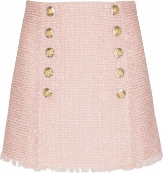 Balmain Korte Tweed Rok met Pailletten - Dames - Korte rokken - Roze - S - Tweed - Rokken