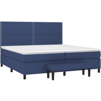 vidaXL Vidaxl - Cama Box Spring Con Colch&oacute;n Tela Azul 200x200 Cm