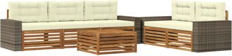 vidaXL Conjunto De Sof&aacute;s De Exterior 6 Uds. Natural Y Crema Vidaxl
