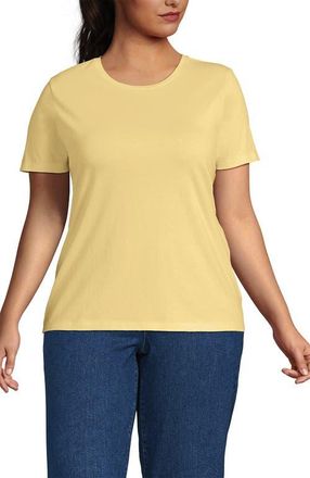 Lands End Supima Cotton Crewneck T-Shirt in Pale Sunbeam Yellow at Nordstrom, Size 2X