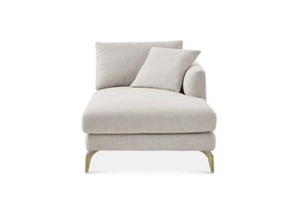 Castlery Spill-Resistant Chaise Sofa with Removable Frame and Cushion Covers and Brass Legs - Grey | Lena by Castlery