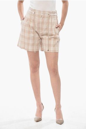 Woolrich Seersucker Cotton Checked Shorts With Pleats size Xs