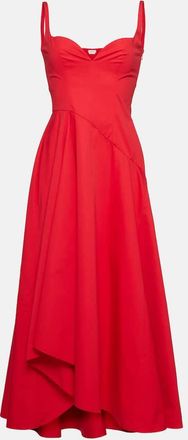 Alexander McQueen Asymmetric cotton poplin midi dress