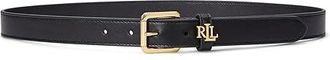Lauren Ralph Lauren Logo-Keeper Leather Skinny Belt Womens Belts Black : XL (40 Waist)