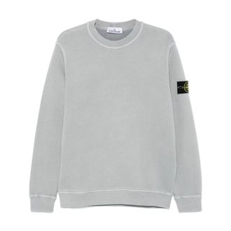 Stone Island Klassieke Katoenen Fleece Crewneck Sweatshirt - Heren - Sweatshirts & Hoodies - Grijs - Maat: XL Katoen