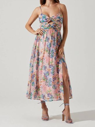Astr Emine Midi Dress In Pink Blue Floral