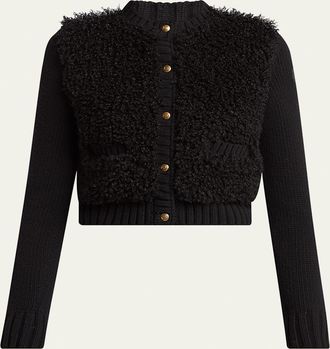 Moncler Combo Curly Wool-Blend Cardigan