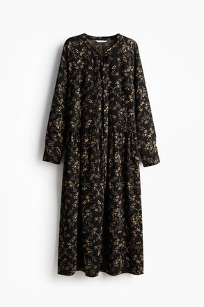 H&M Kleid mit Bindekragen - Schwarz/Gemustert