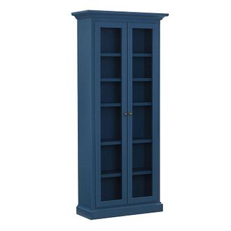 Ballard Designs Casa Florentina Josephina Bookcase with Glass Doors - Saturated Slate Blue - Ballard Designs