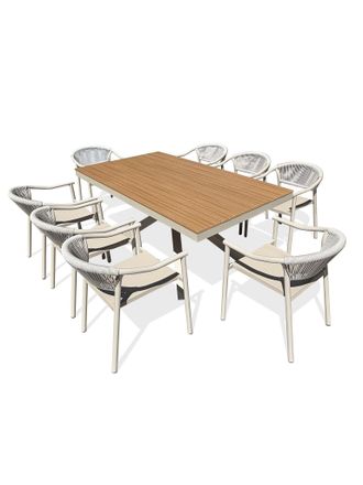 DCB Garden Lamu - Conjunto De Comedor De Jard&iacute;n De Aluminio Para 8 Personas - Gris Topo - Dcb Garden